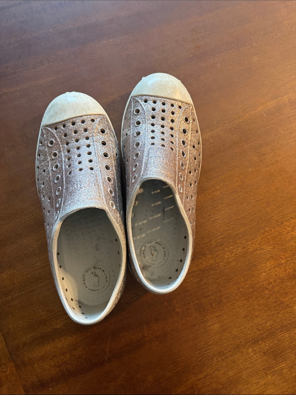 Native Shoes Kids Rose Gold Glitter Slip-On Sneakers